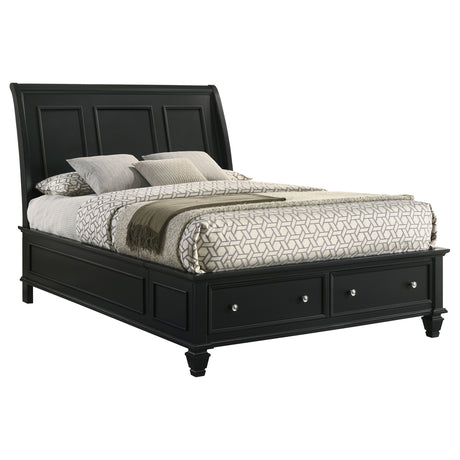 Eastern King Storage Bed - Sandy Beach Wood Eastern King Storage Panel Bed Black