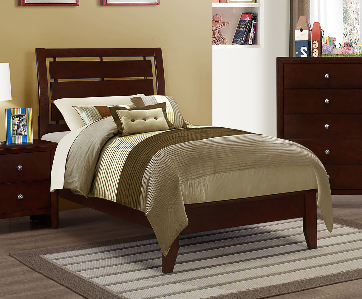 Twin Bed - Serenity Wood Twin Panel Bed Rich Merlot