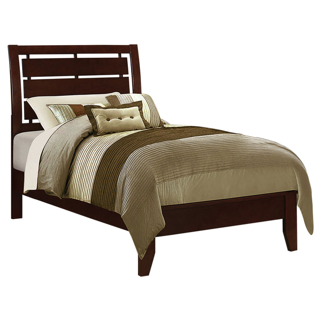 Twin Bed - Serenity Wood Twin Panel Bed Rich Merlot