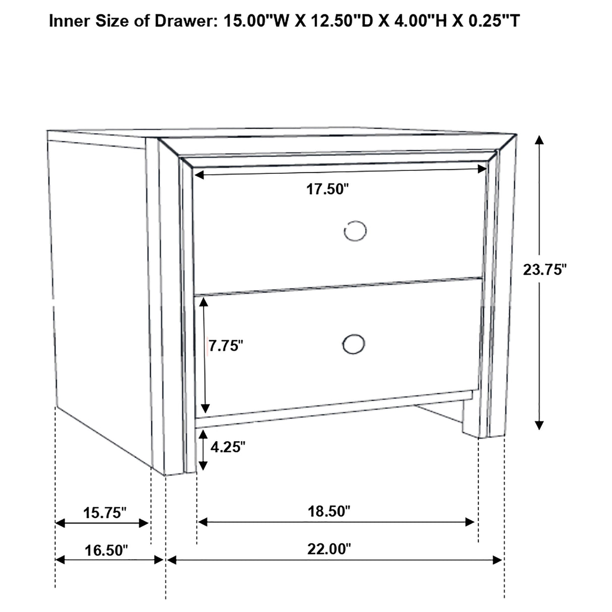 Nightstand - Serenity Rectangular 2-drawer Nightstand Rich Merlot