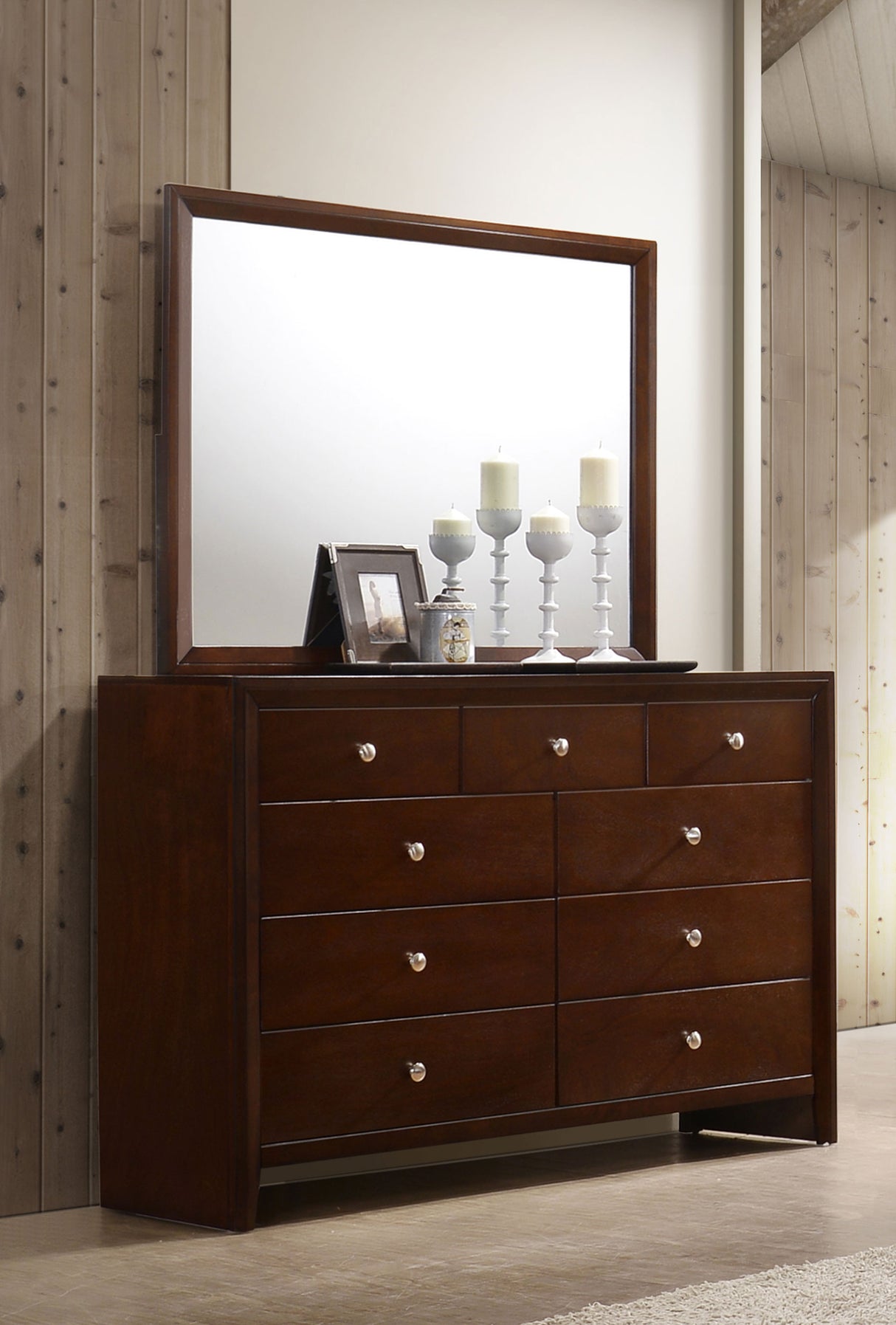 Dresser With Mirror - Serenity Rectangular 9-drawer Dresser with Mirror Rich Merlot