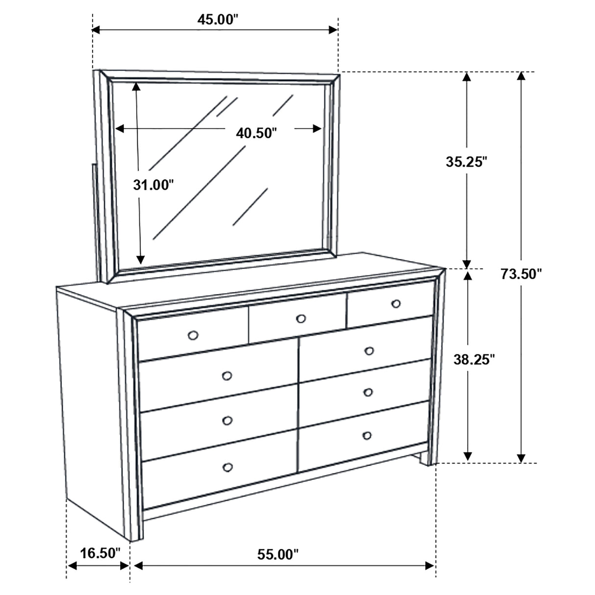 Dresser With Mirror - Serenity Rectangular 9-drawer Dresser with Mirror Rich Merlot