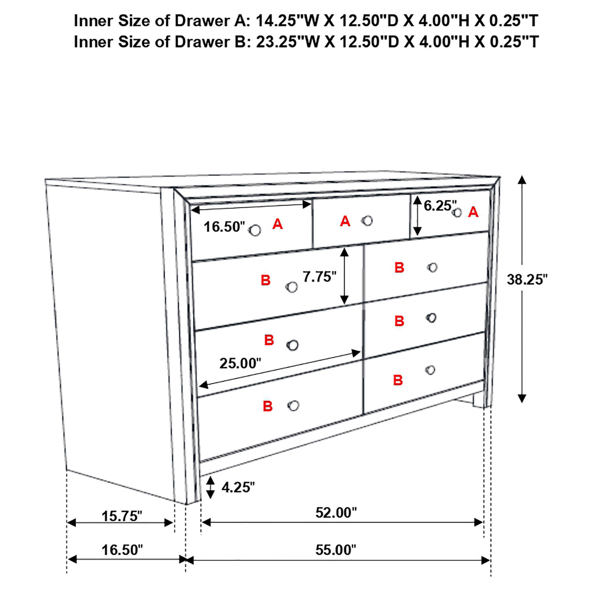 Dresser - Serenity Rectangular 9-drawer Dresser Rich Merlot