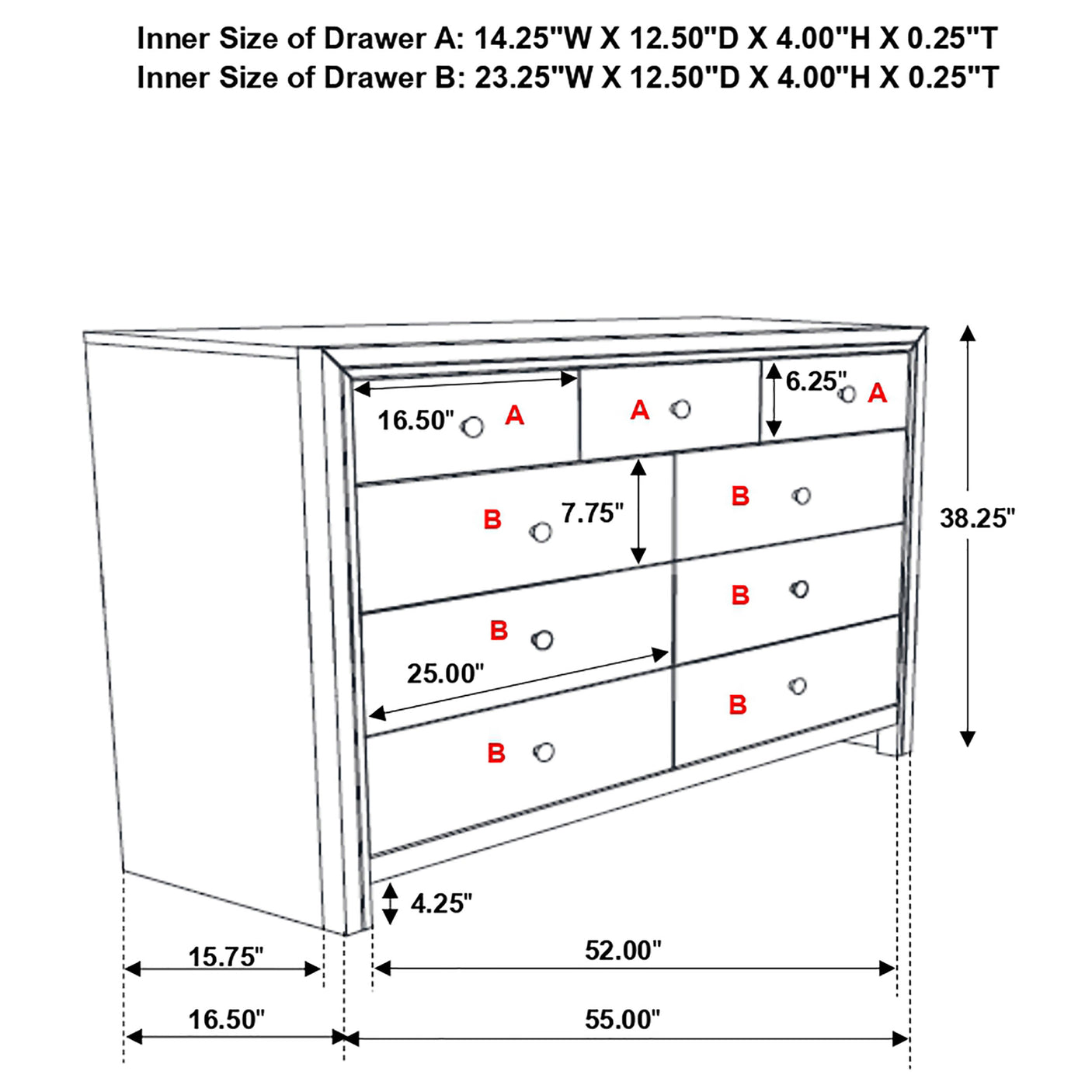 Dresser - Serenity Rectangular 9-drawer Dresser Rich Merlot