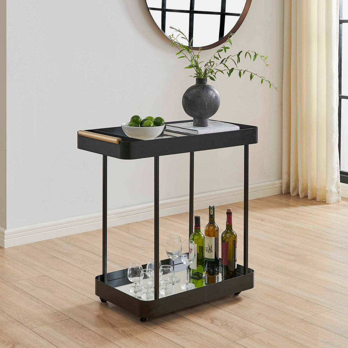 Vesper Iron Bar Cart - Black by Uttermost - View 3