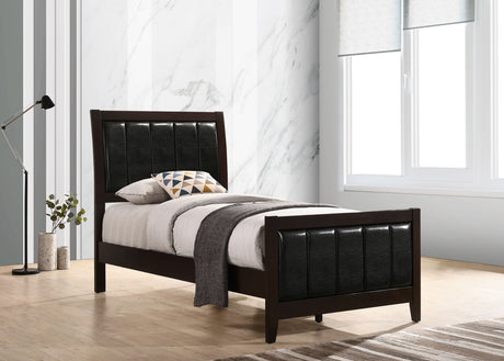 Twin Bed - Carlton Wood Twin Panel Bed Cappuccino