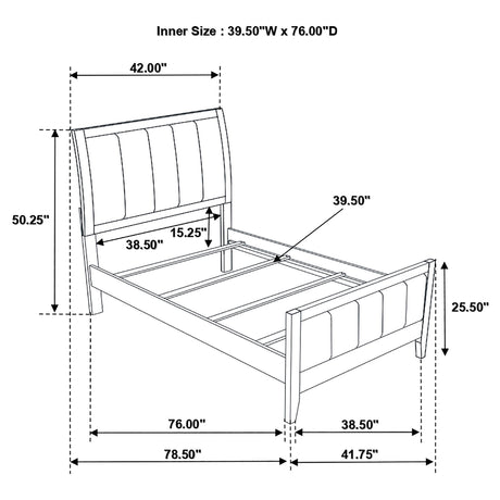 Twin Bed - Carlton Wood Twin Panel Bed Cappuccino