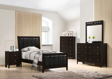 Twin Bed - Carlton Wood Twin Panel Bed Cappuccino