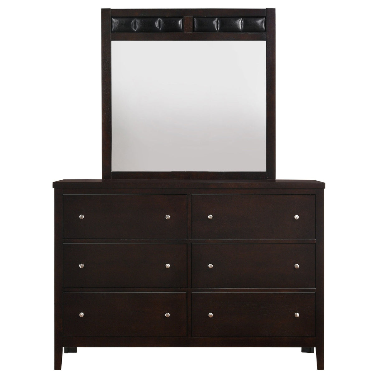 Carlton 6 - drawer Rectangular Dresser with Mirror Cappuccino | Coaster | Home Elegance USA