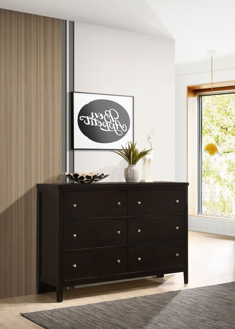 Carlton 6 - drawer Rectangular Dresser Cappuccino | Coaster | Home Elegance USA