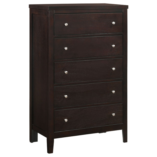 Carlton 5-drawer Bedroom Chest Cappuccino - Home Elegance USA