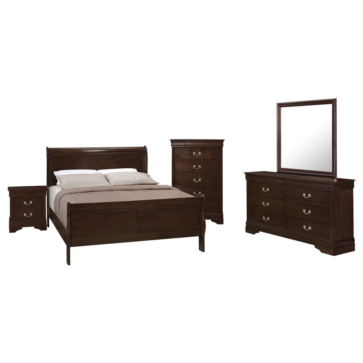 Eastern King Bed 5 Pc Set - Louis Philippe 5-piece Eastern King Bedroom Set Cappuccino