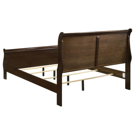 Eastern King Bed - Louis Philippe Wood Eastern King Sleigh Bed Cappuccino