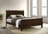 Queen Bed - Louis Philippe Wood Queen Sleigh Bed Cappuccino