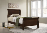 Twin Bed - Louis Philippe Wood Twin Sleigh Bed Cappuccino