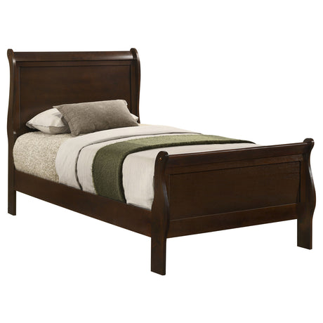 Twin Bed - Louis Philippe Wood Twin Sleigh Bed Cappuccino