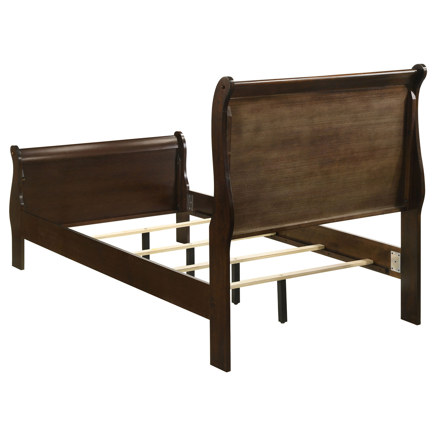 Twin Bed - Louis Philippe Wood Twin Sleigh Bed Cappuccino
