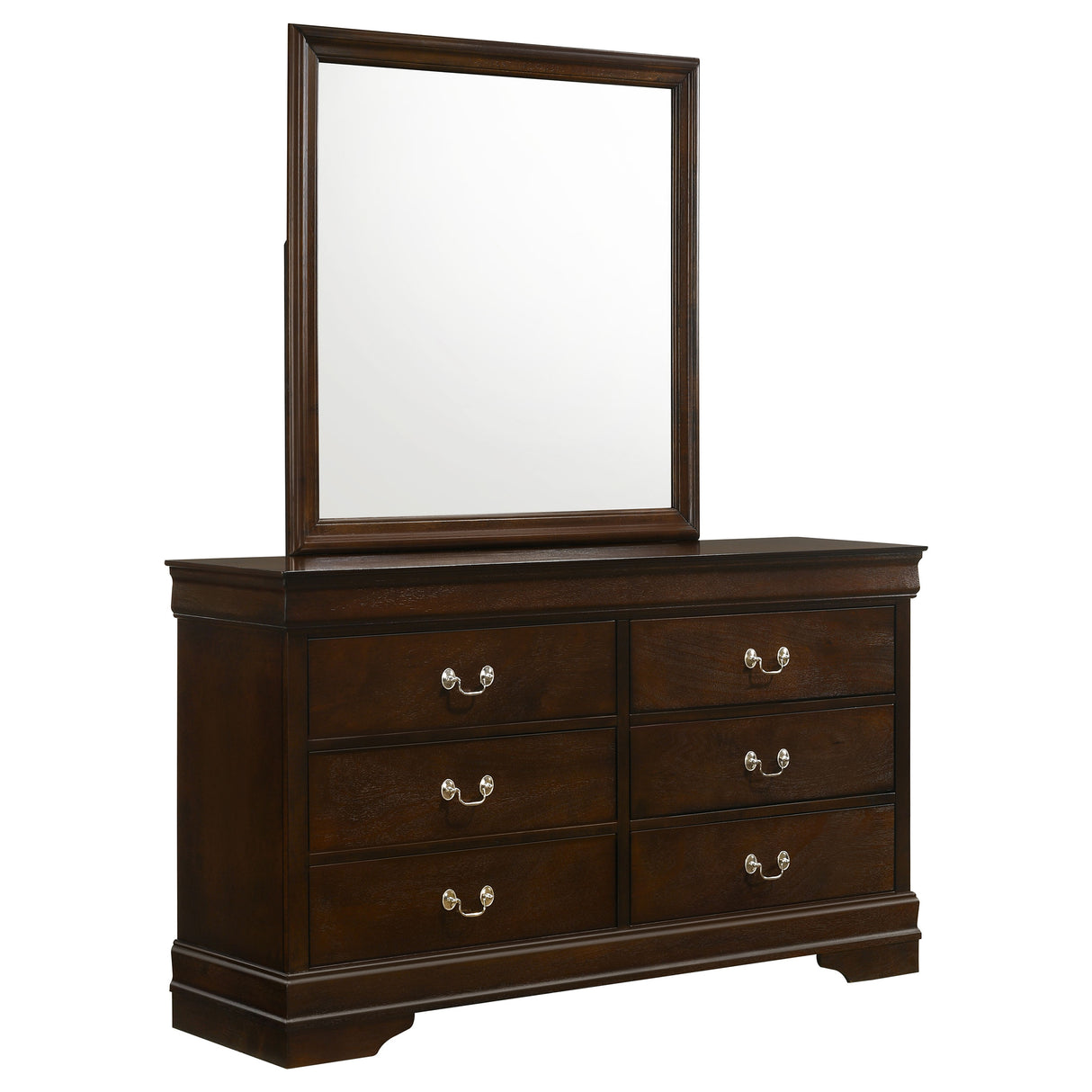 Dresser With Mirror - Louis Philippe 6-drawer Dresser with Mirror Cappuccino