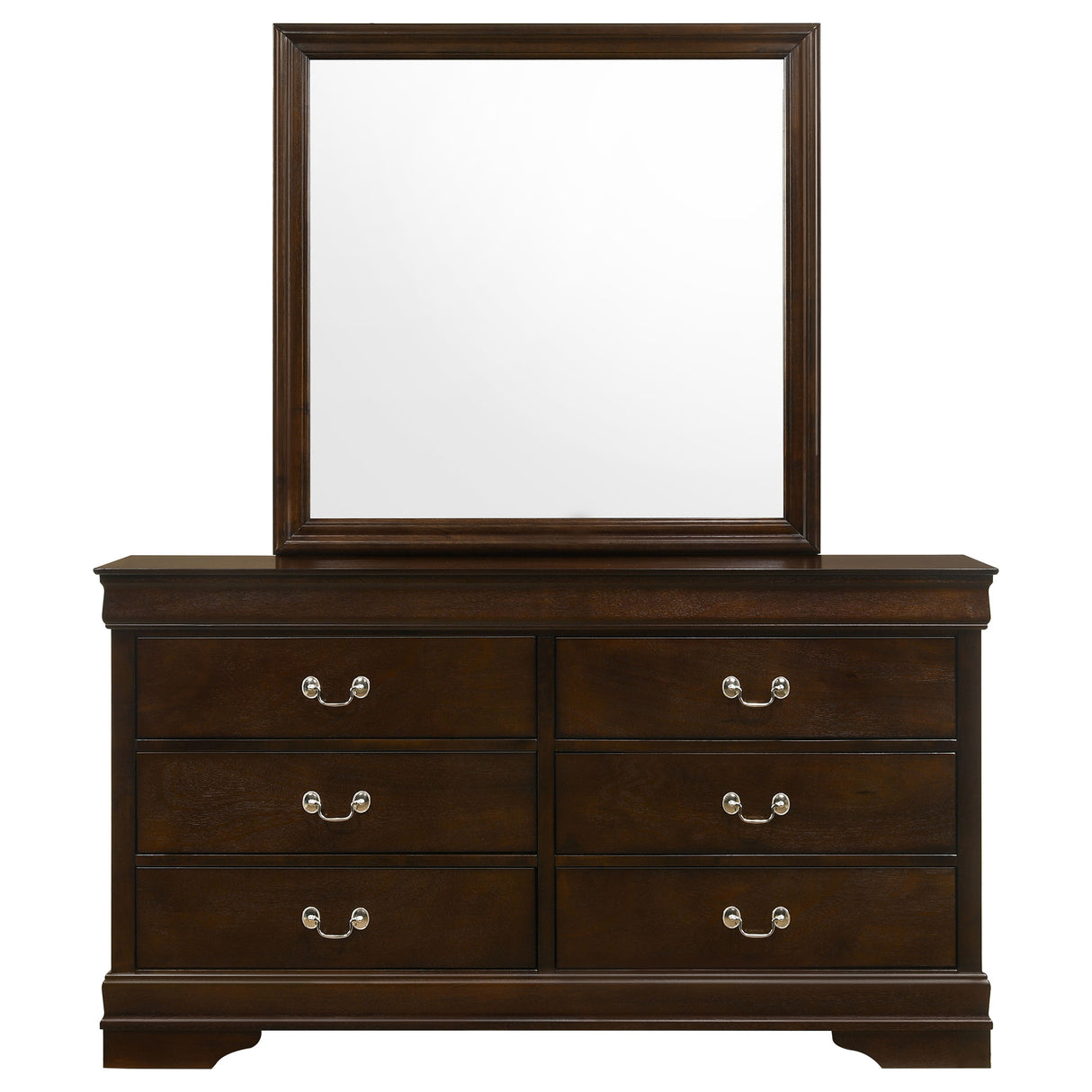 Dresser With Mirror - Louis Philippe 6-drawer Dresser with Mirror Cappuccino