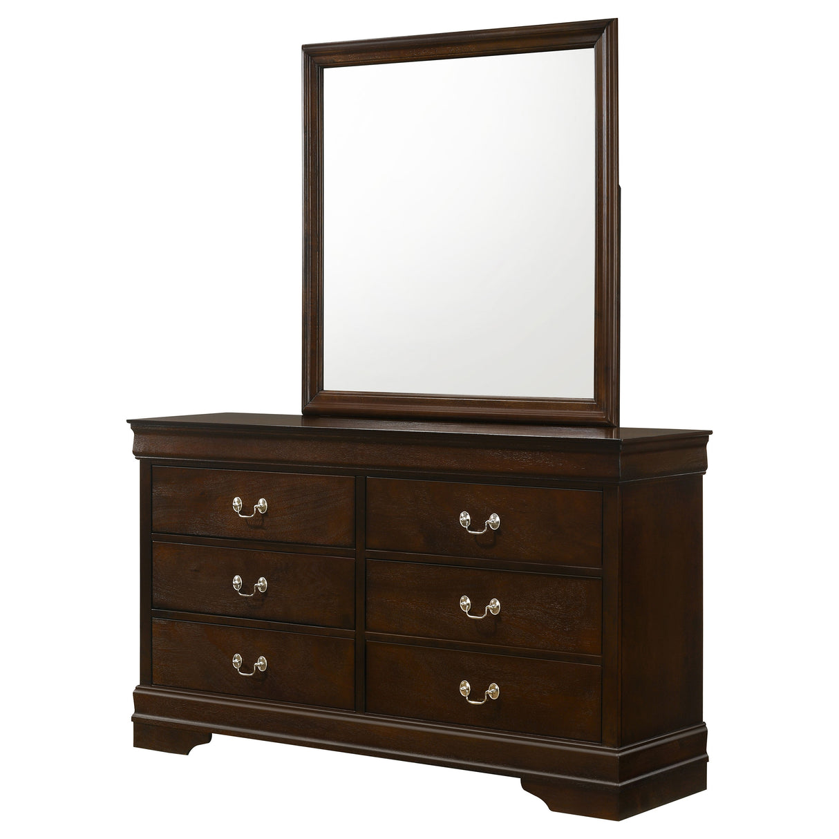 Dresser With Mirror - Louis Philippe 6-drawer Dresser with Mirror Cappuccino