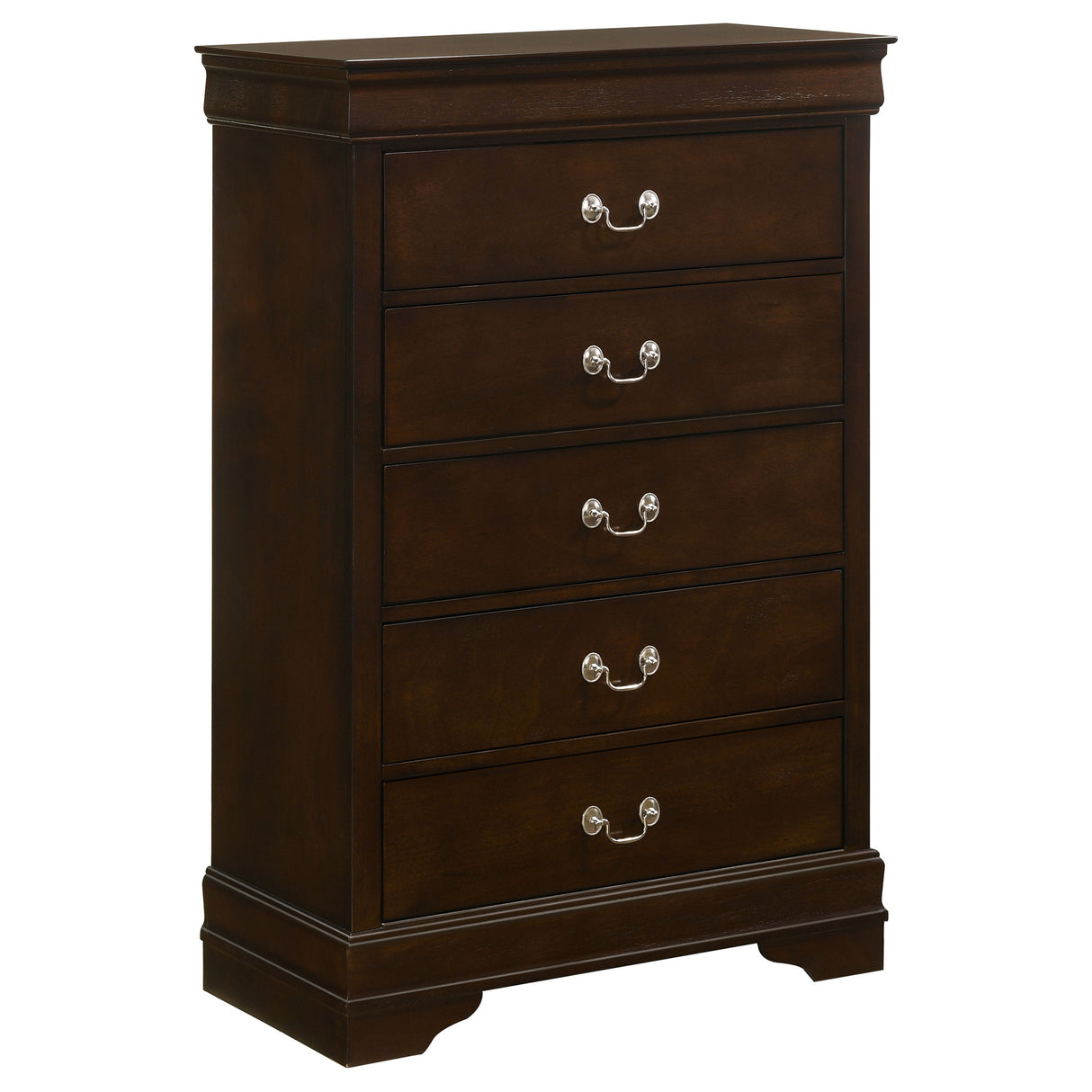 Chest - Louis Philippe 5-drawer Chest with Silver Bails Cappuccino