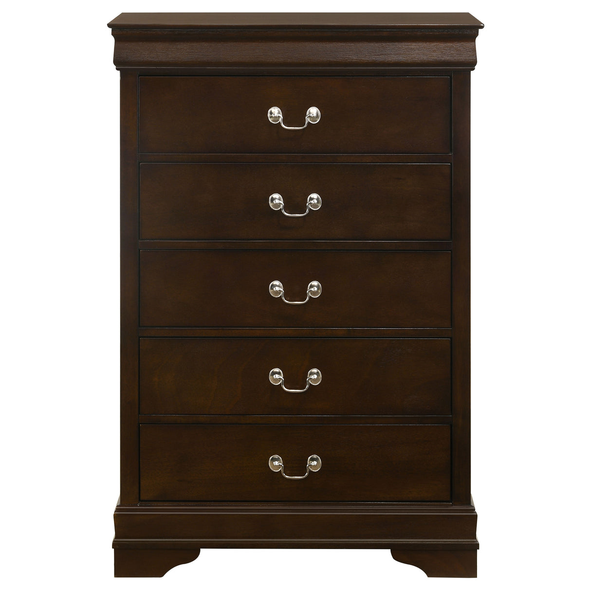 Chest - Louis Philippe 5-drawer Chest with Silver Bails Cappuccino