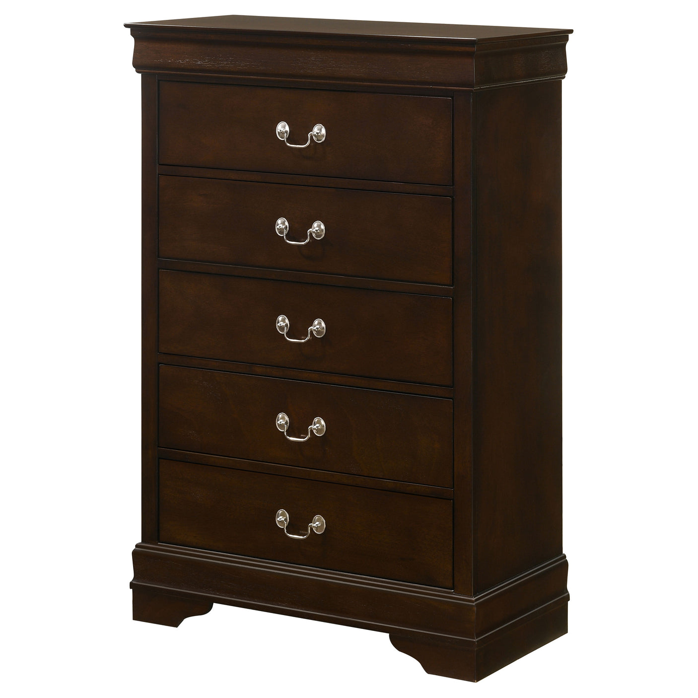 Chest - Louis Philippe 5-drawer Chest with Silver Bails Cappuccino
