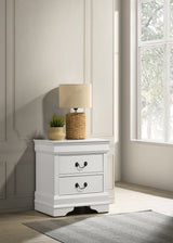 Louis Philippe 2-drawer Nightstand Bedside Table White - Home Elegance USA