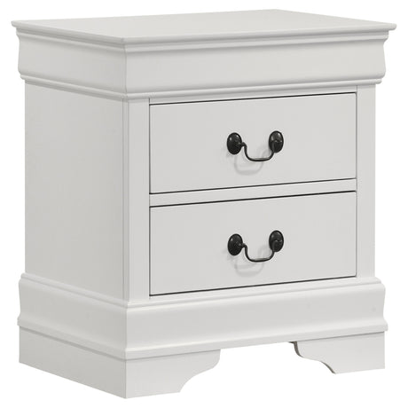 Louis Philippe 2-drawer Nightstand Bedside Table White - Home Elegance USA