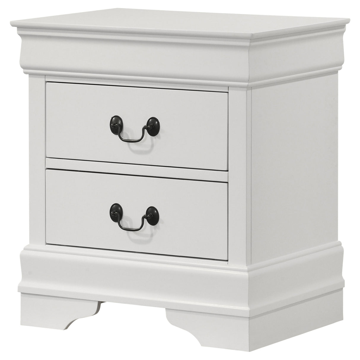 Louis Philippe 2-drawer Nightstand Bedside Table White - Home Elegance USA