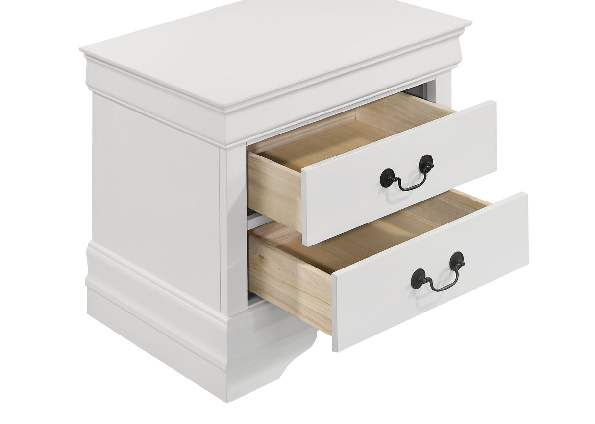 Louis Philippe 2-drawer Nightstand Bedside Table White - Home Elegance USA