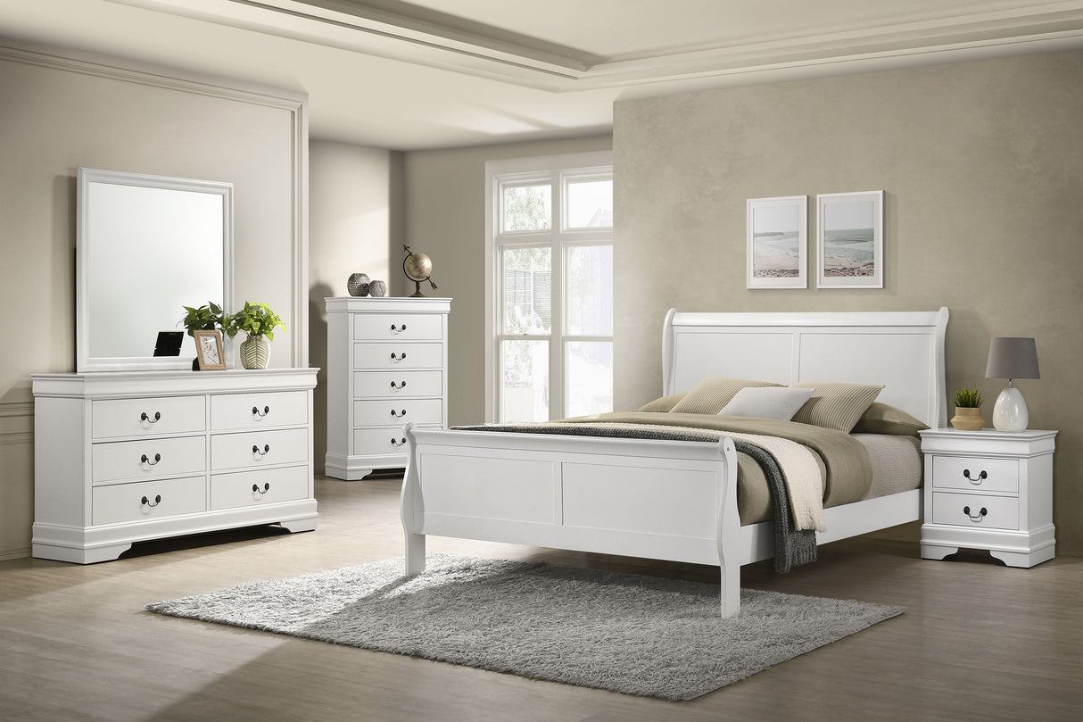 Louis Philippe 2-drawer Nightstand Bedside Table White - Home Elegance USA