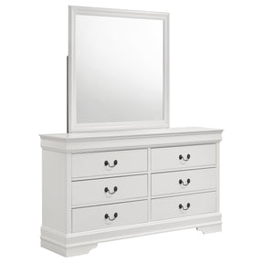 Louis Philippe 6-drawer Dresser and Mirror White - Home Elegance USA