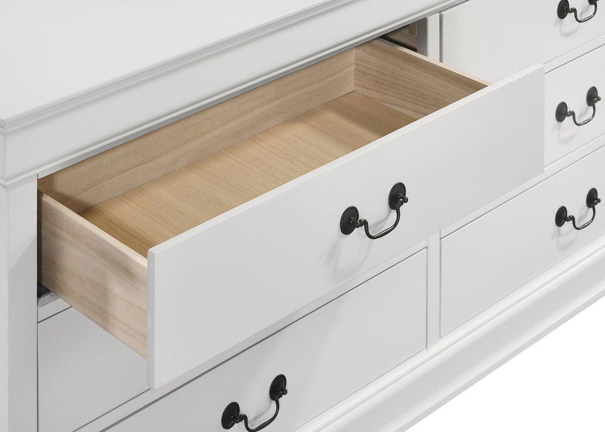 Louis Philippe 6-drawer Dresser and Mirror White - Home Elegance USA