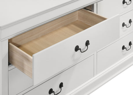 Louis Philippe 6-drawer Dresser and Mirror White - Home Elegance USA
