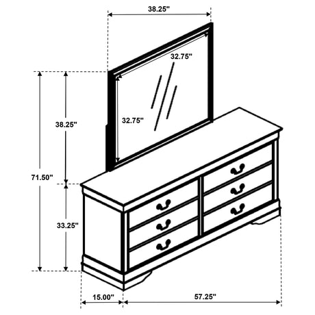 Louis Philippe 6-drawer Dresser and Mirror White - Home Elegance USA