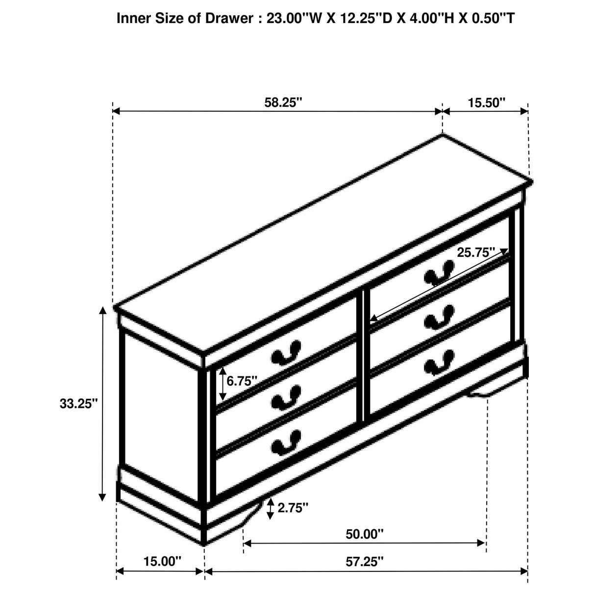 Louis Philippe 6-drawer Dresser White - Home Elegance USA