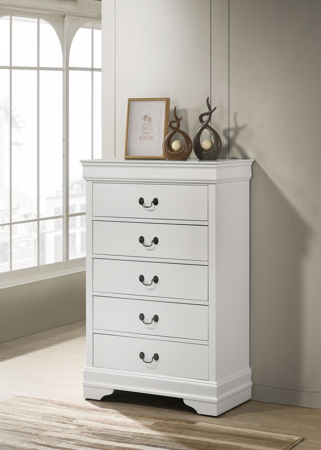 Louis Philippe 5-drawer Bedroom Chest White - Home Elegance USA