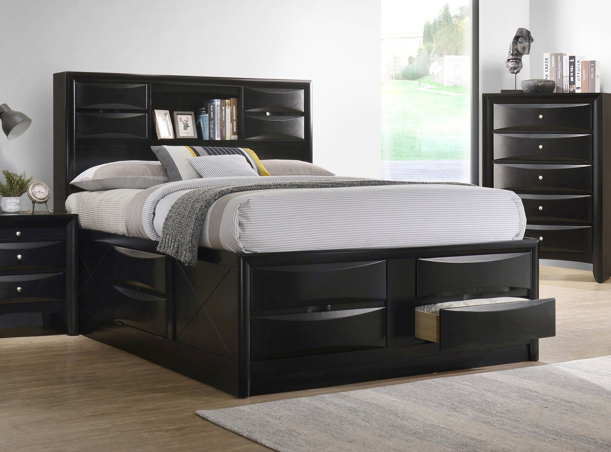 Briana Wood Eastern King Storage Bookcase Bed Black | Coaster | Home Elegance USA