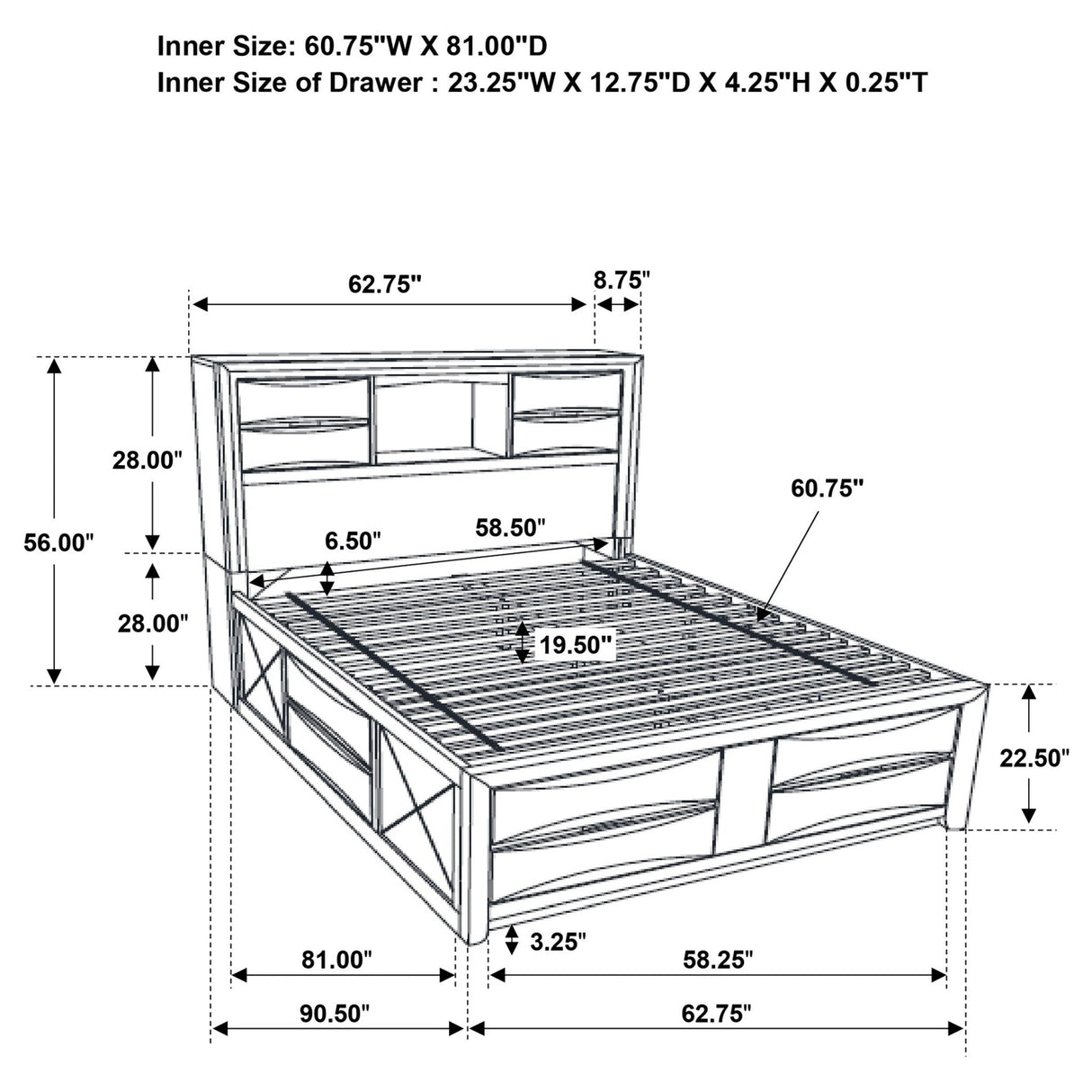 Briana Wood Queen Storage Bookcase Bed Black | Coaster | Home Elegance USA