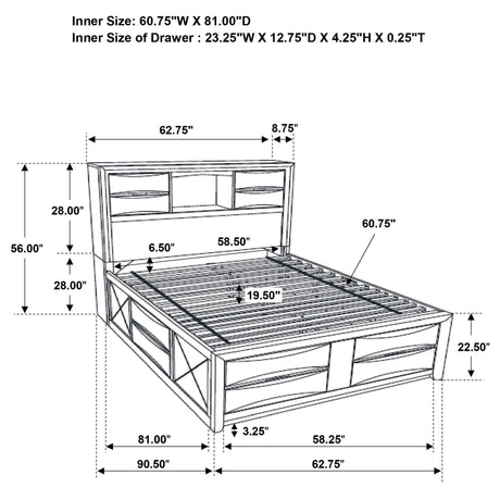 Briana Wood Queen Storage Bookcase Bed Black | Coaster | Home Elegance USA