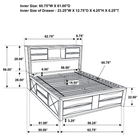 Queen Storage Bed - Briana Wood Queen Storage Bookcase Bed Black