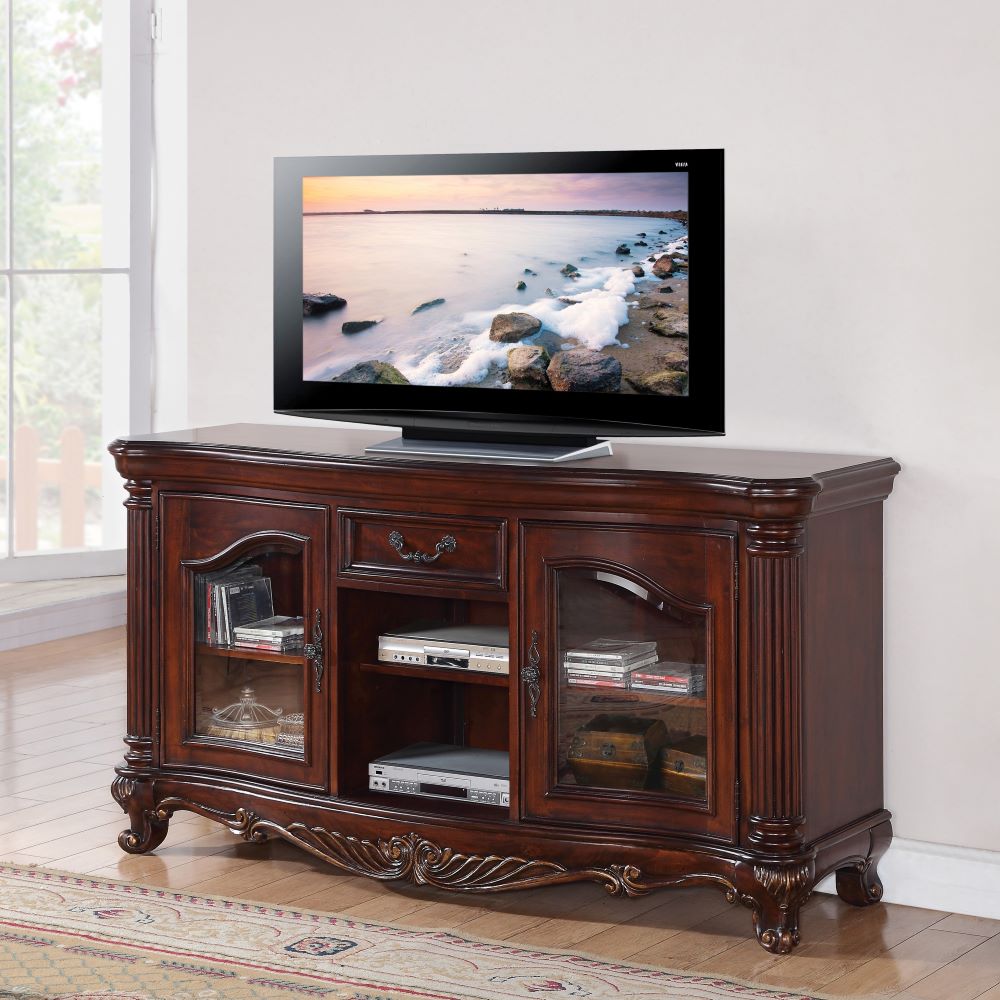 Acme - Remington Tv Stand 20278 Brown Cherry Finish