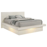 Eastern King Bed - Jessica Wood Eastern King LED Panel Bed Cream White