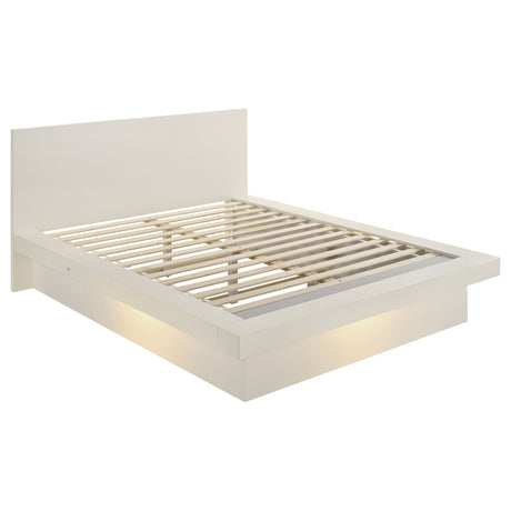 California King Bed - Jessica Wood California King LED Panel Bed Cream White