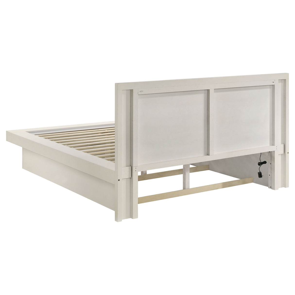 California King Bed - Jessica Wood California King LED Panel Bed Cream White