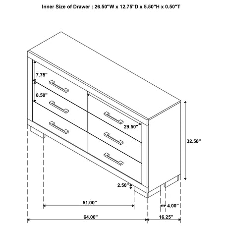 Dresser - Jessica 6-drawer Dresser White