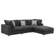 Rhette Charcoal 4-piece Upholstered Sectional with Ottoman - sold by Home Elegance USA