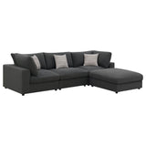 Rhette Charcoal 4-piece Upholstered Sectional with Ottoman