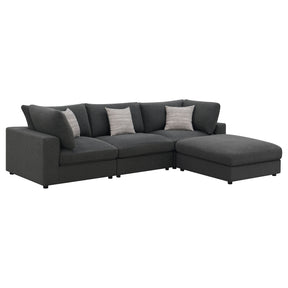 Rhette Charcoal 4-piece Upholstered Sectional with Ottoman - sold by Home Elegance USA